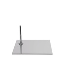 Quadratischer Sockel für Kinderschaufensterpuppe, 30x30 cm, aus gebürstetem Nickel, mit Fußstange