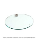 Ronde voetplaat, gehard glas dia 40 cm, M12 connector in nikkel (8 cm)