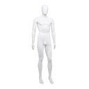 Maniquí masculino, cabeza abstracta, blanco, postura 02BN