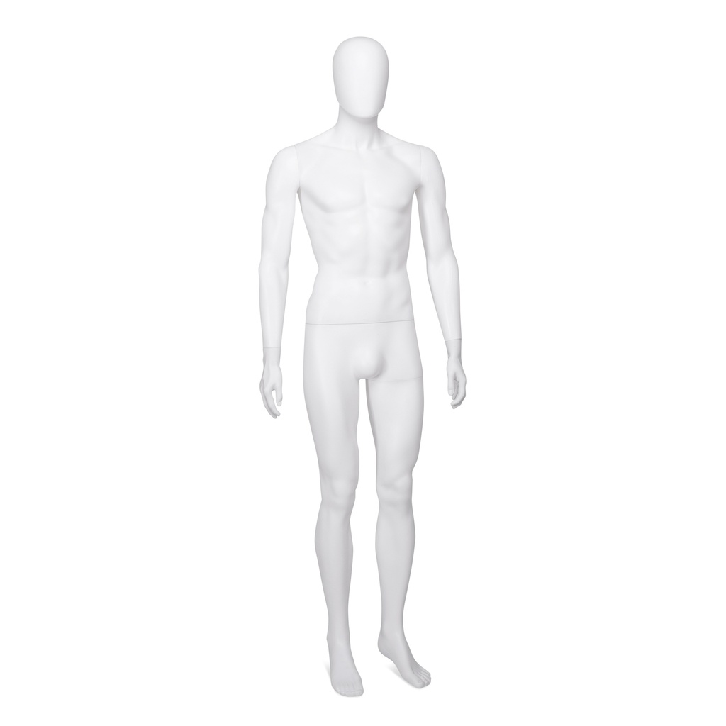 BINK - Maniquí masculino, cabeza abstracta, blanco, postura 03BN