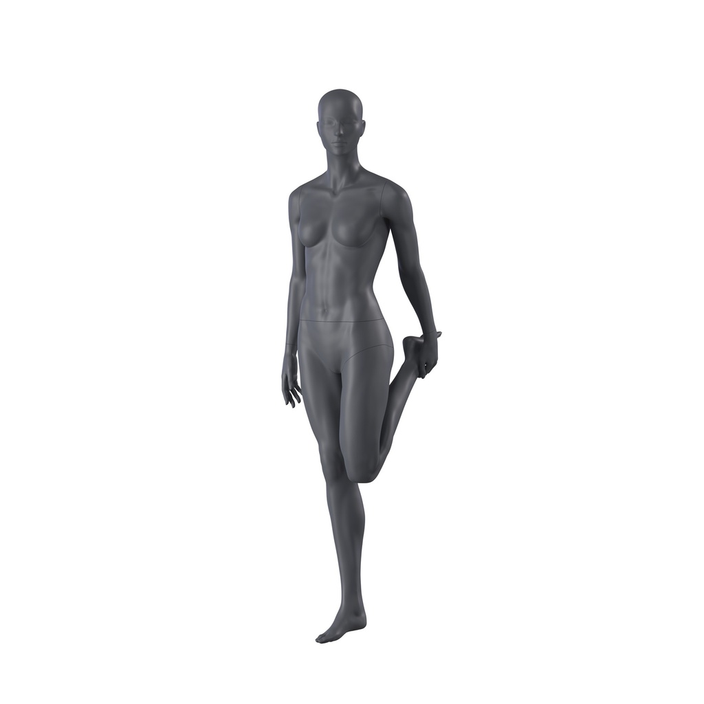 BINK - Stretching mannequin, female, graphite grey stylised head, standing pose 03