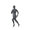 Mannequin sportif en marche, femme, gris graphite, tête abstraite, pose debout 03