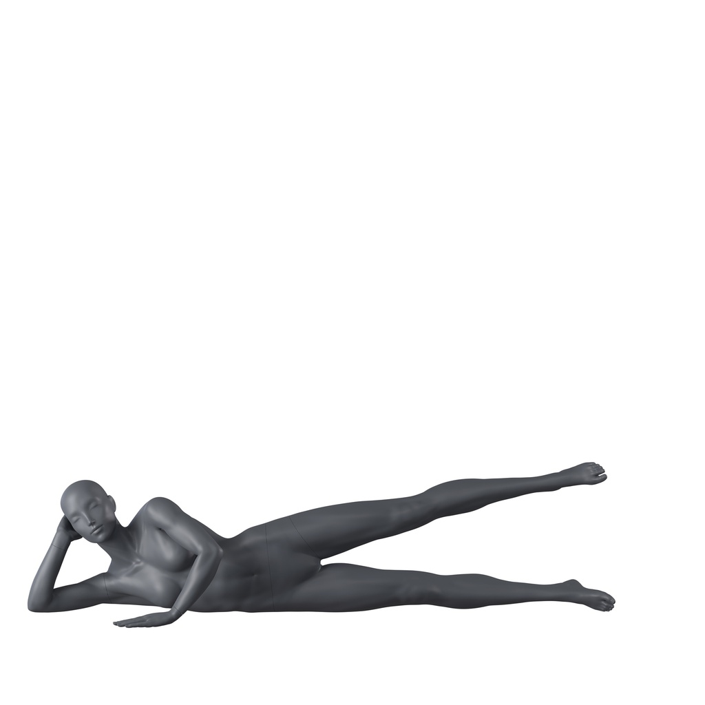 BINK - Workout sport mannequin, female, graphite grey, stylised head, lying pose 08