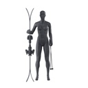 Ski sport dames mannequin, grafiet grijs, gestilleerd hoofd, staande pose 10 