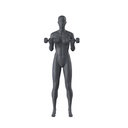 Kettlebell Fitness Schaufensterpuppe Dame, graphitgrau, stillierten Kopf, stehende Pose 12