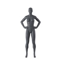 Sport mannequin, female, graphite grey, stylised head, standing pose 13