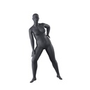 Stretching volslanke sport dames mannequin, grafiet grijs, gestilleerd hoofd, staande pose 31