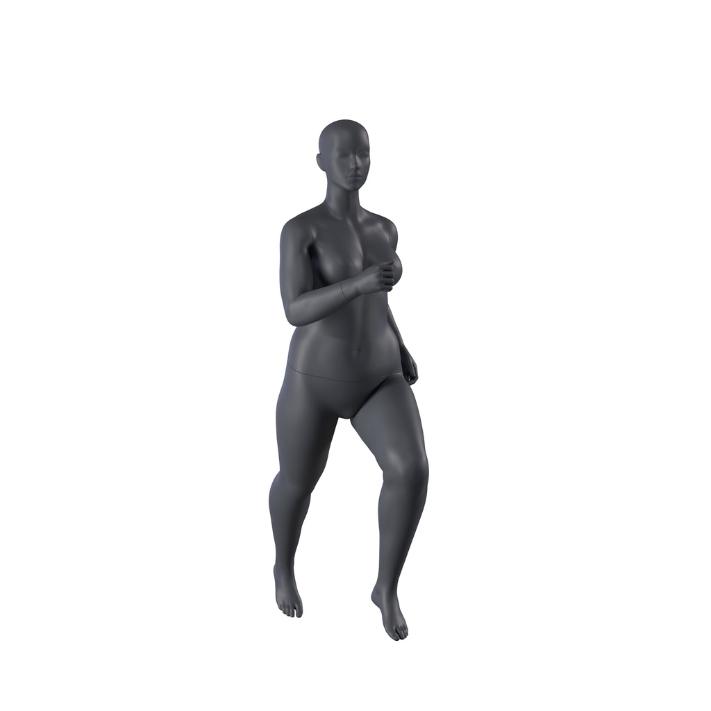 BINK - Running Schaufensterpuppe Dame, Plus-size-modell, graphitgrau, stillierten Kopf, stehende Pose 32