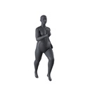 Lopende volslanke sport dames mannequin, grafiet grijs, gestilleerd hoofd, staande pose 32