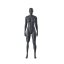 Maniquí de deporte con prótesis de pierna, mujer, gris grafito, cabeza estilizada, postura de pie 101