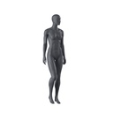 Maniquí de deporte, mujer, gris grafito, cabeza estilizada, postura de pie 52
