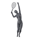 Tennis and padel sport mannequin, female, graphite grey, stylised head, standing pose 50