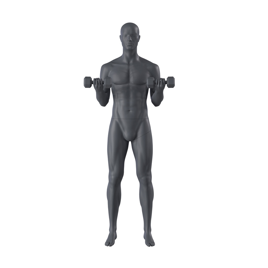 BINK - Fitness sport mannequin, male, graphite grey, stylised head, standing pose 319 
