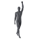 Maniquí de deporte ganador, hombre, gris grafito, cabeza estilizada, postura de pie 306