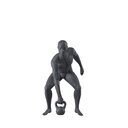 Mannequin sportif de fitness kettlebell, homme, gris graphite, tête abstraite, pose debout 315
