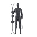 Mannequin sportif de ski, homme, gris graphite, tête abstraite, pose debout 312