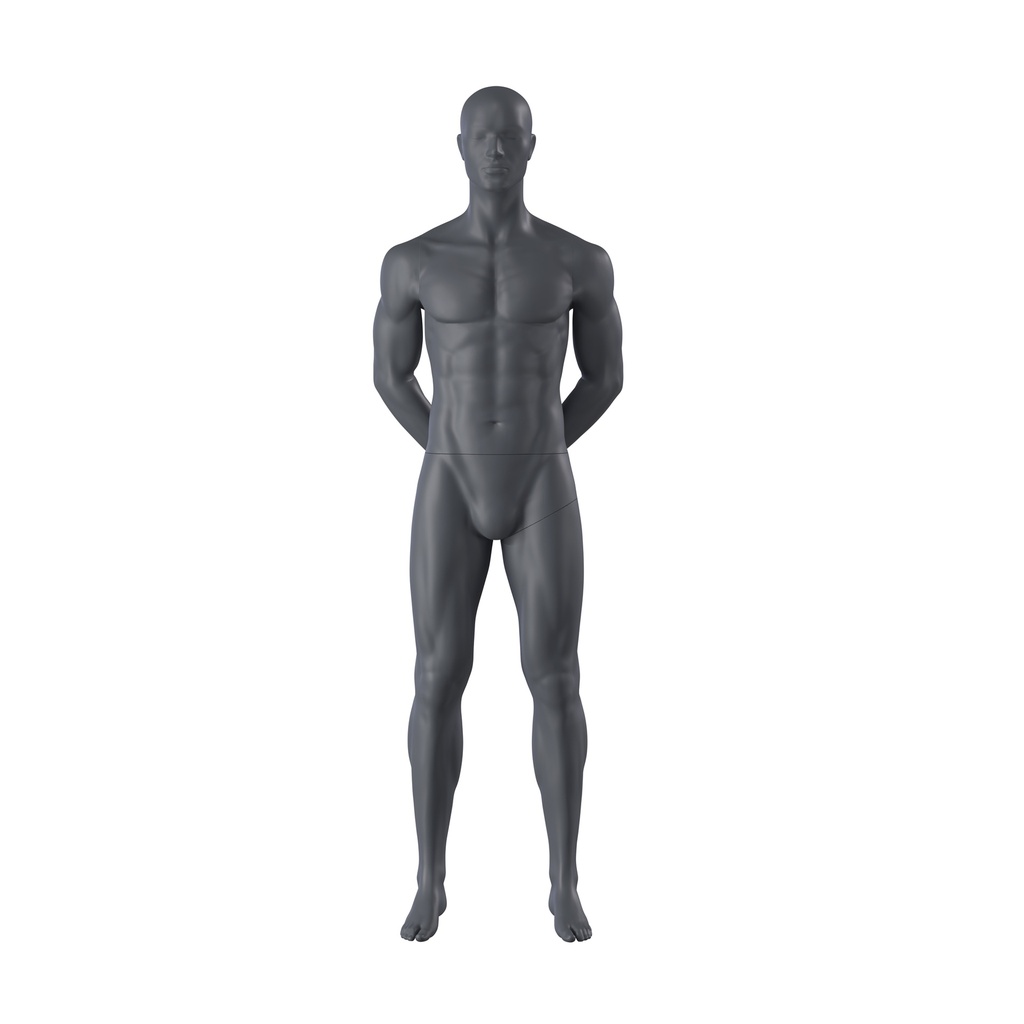 BINK - Mannequin sportif, homme, gris graphite, tête abstraite, pose debout 310