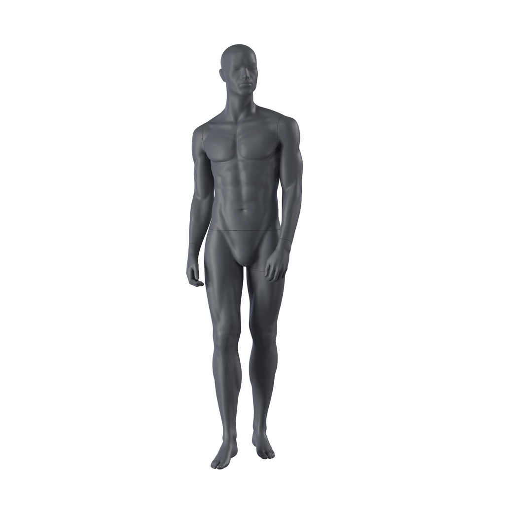 BINK - Mannequin sportif, homme, gris graphite, tête abstraite, pose debout 329 
