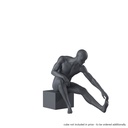 Maniquí de deporte estirando, hombre, gris grafito, cabeza estilizada, postura sentada 321 