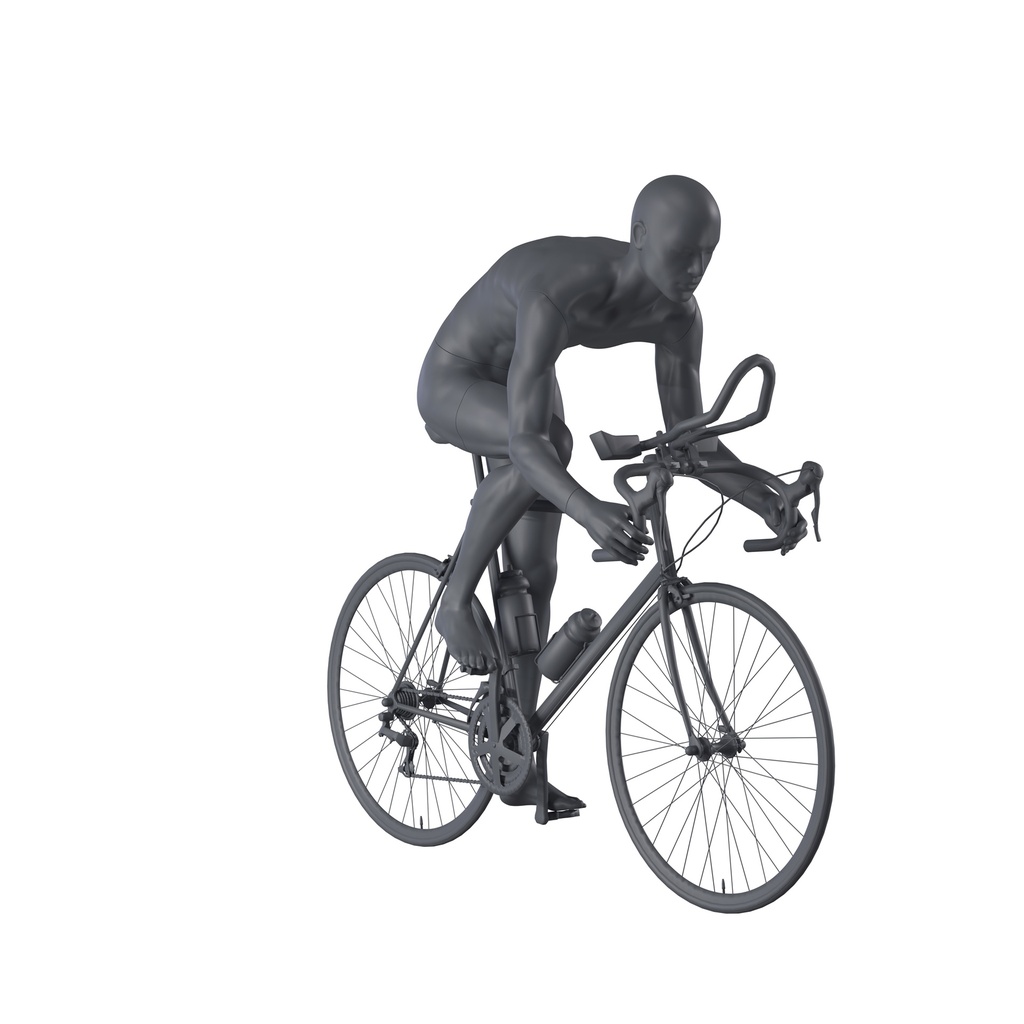 BINK - Cycling sport mannequin, male, graphite grey, stylised head, seated pose 328