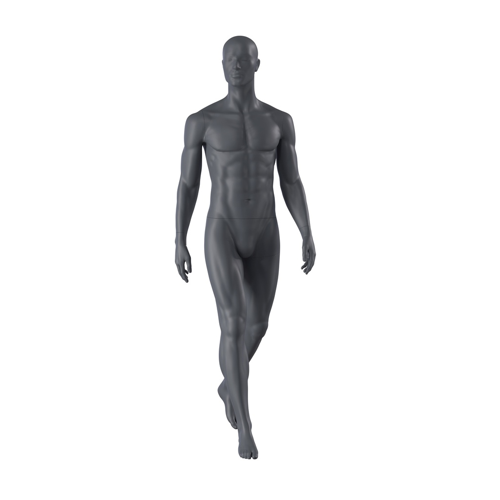 BINK - Maniquí de deporte hombre, gris grafito, cabeza estilizada, postura de pie 361