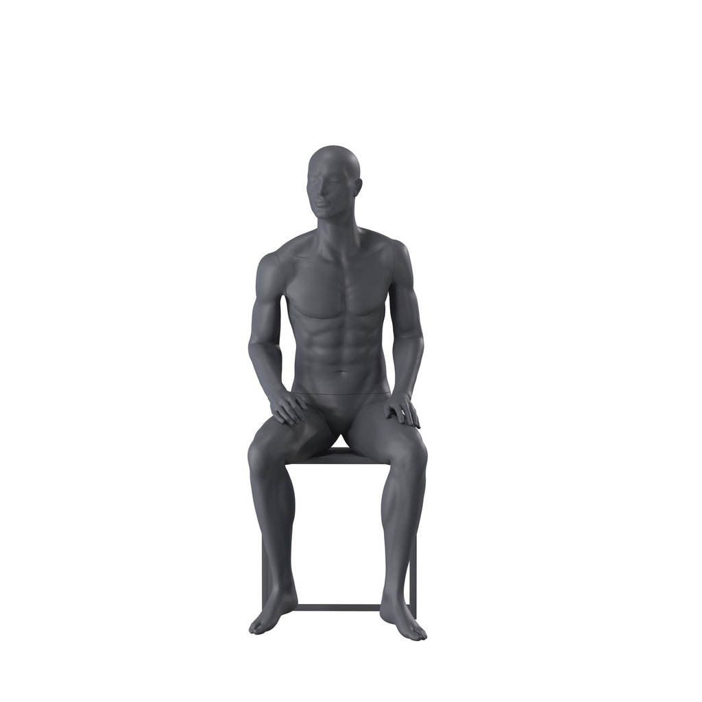 BINK - Maniquí de deporte hombre, gris grafito, cabeza estilizada, postura sentada 365