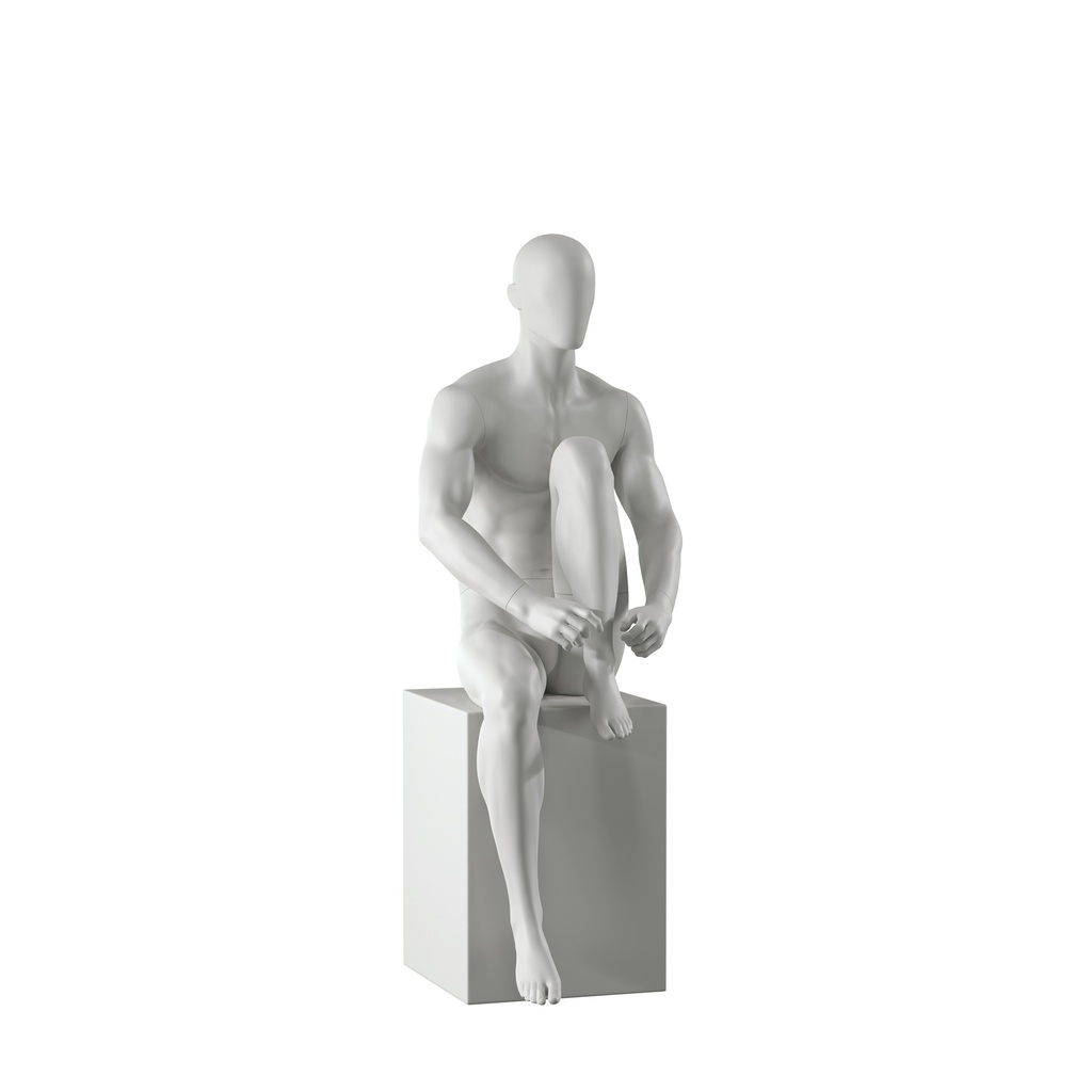 BINK - Sport Schaufensterpuppe Herr, grau, abstrakter Kopf, sitzende Pose 332