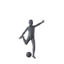 Maniquí deportivo tiro de fútbol infantil, gris grafito, 10 años, cabeza estilizada, postura 613