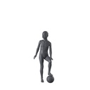 Maniquí deportivo de fútbol infantil, gris grafito, 8 años, cabeza estilizada, postura 610