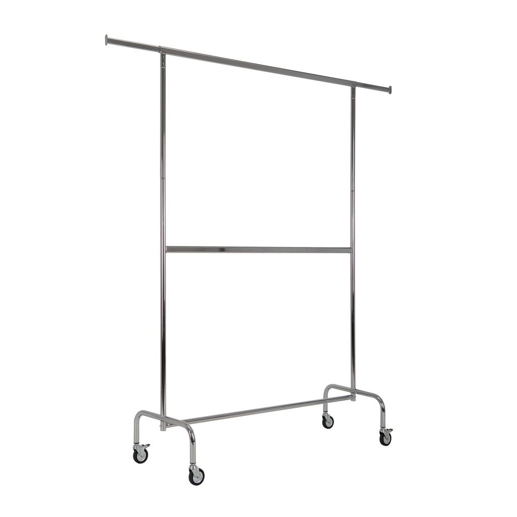 BINK - Portant vêtements solide sur roulettes avec barre centrale fixe, 140cm, chromé
