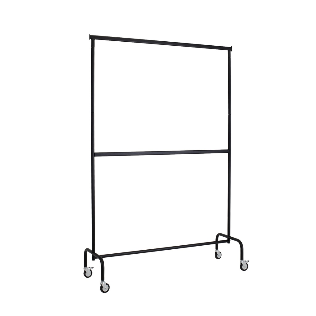BINK - Kledingrek met wielen en vaste tussenbar, 140cm, zwarte poederlak
