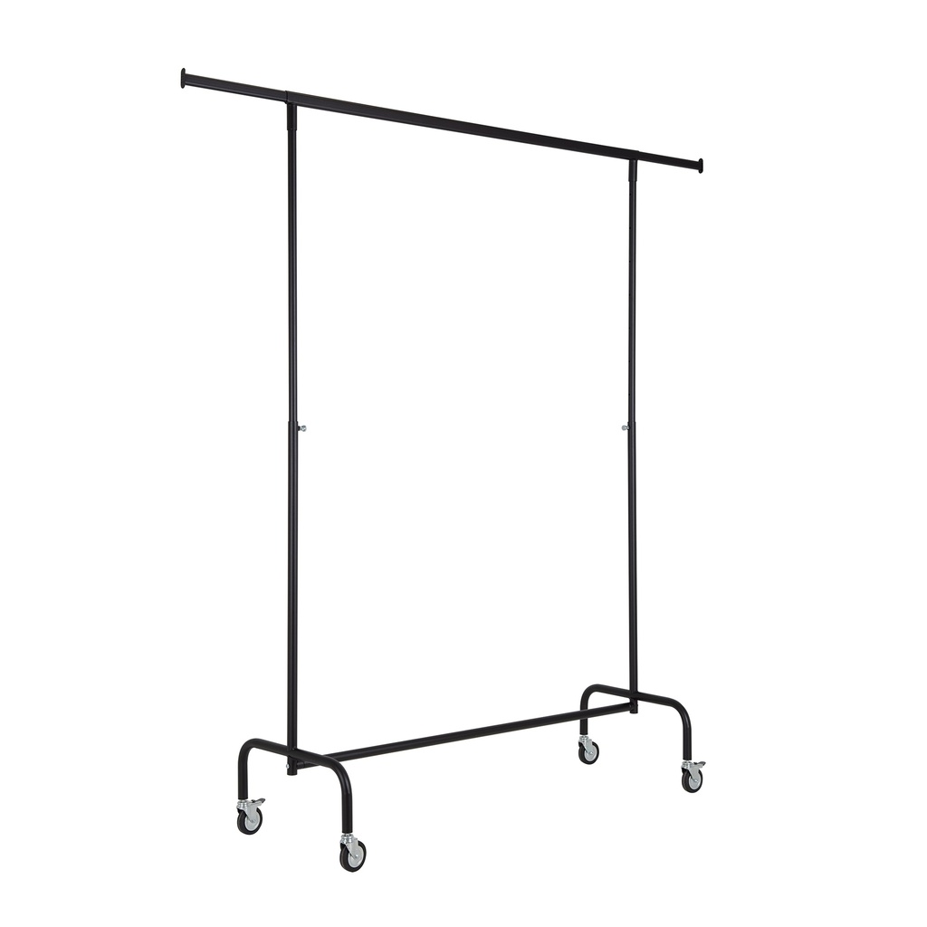 BINK - Portant vêtements solide sur roulettes, 140cm, réglable en hauteur, revêtement en poudre noir