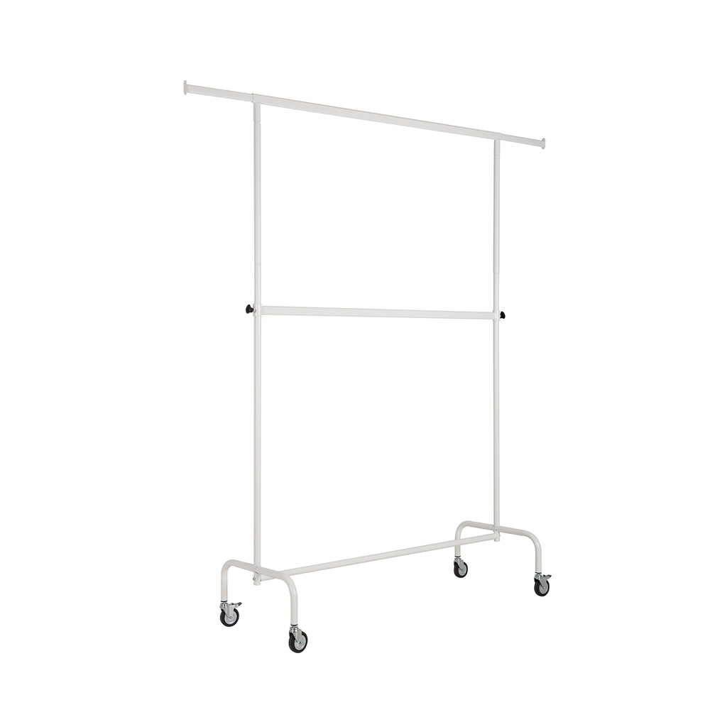 BINK - Kledingrek met wielen en verstelbare tussenbar, 140cm, witte poederlak