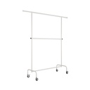 Kledingrek met wielen en verstelbare tussenbar, 140cm, witte poederlak