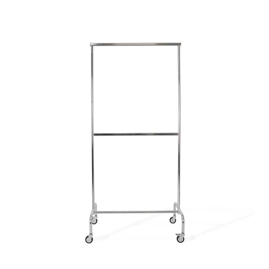 BINK - Rolling garment rack with wheels and adjustable middle bar, 100cm, chrome