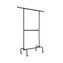Rolling garment rack with wheels and adjustable middle bar, 100cm, black powder coating