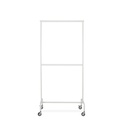 Portant vêtements solide sur roulettes avec barre centrale réglable, 100cm, revêtement en poudre blanc