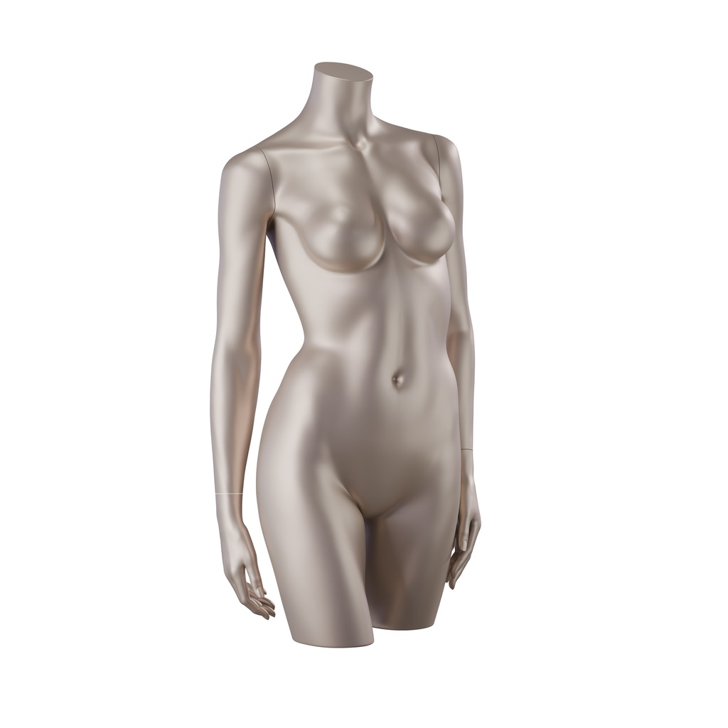 BINK - Busto de mujer para lencería, con brazos, copa B, color piel metalizado