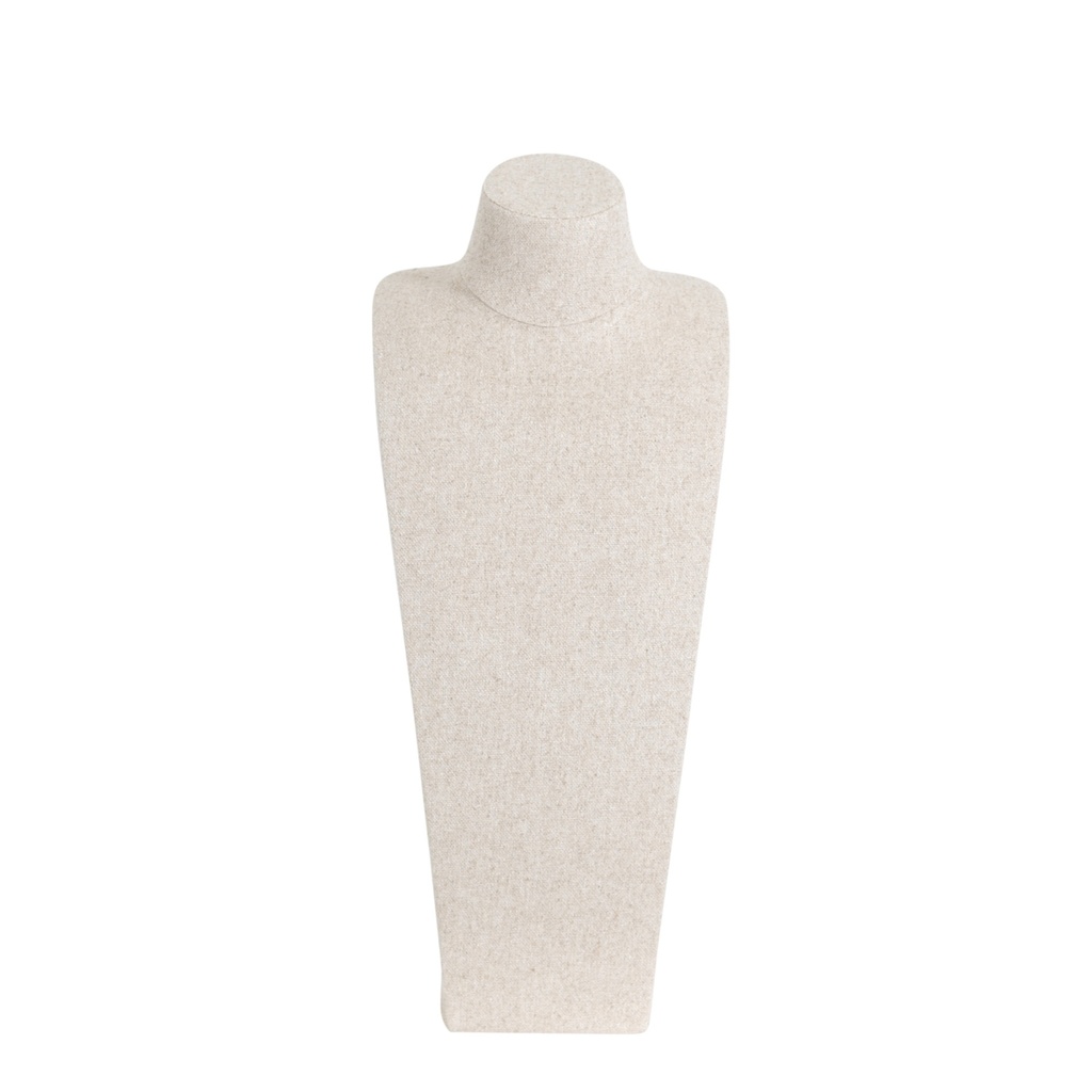 BINK - Busto para joyería, altura 54 cm, completamente recubierto con tela de color beige