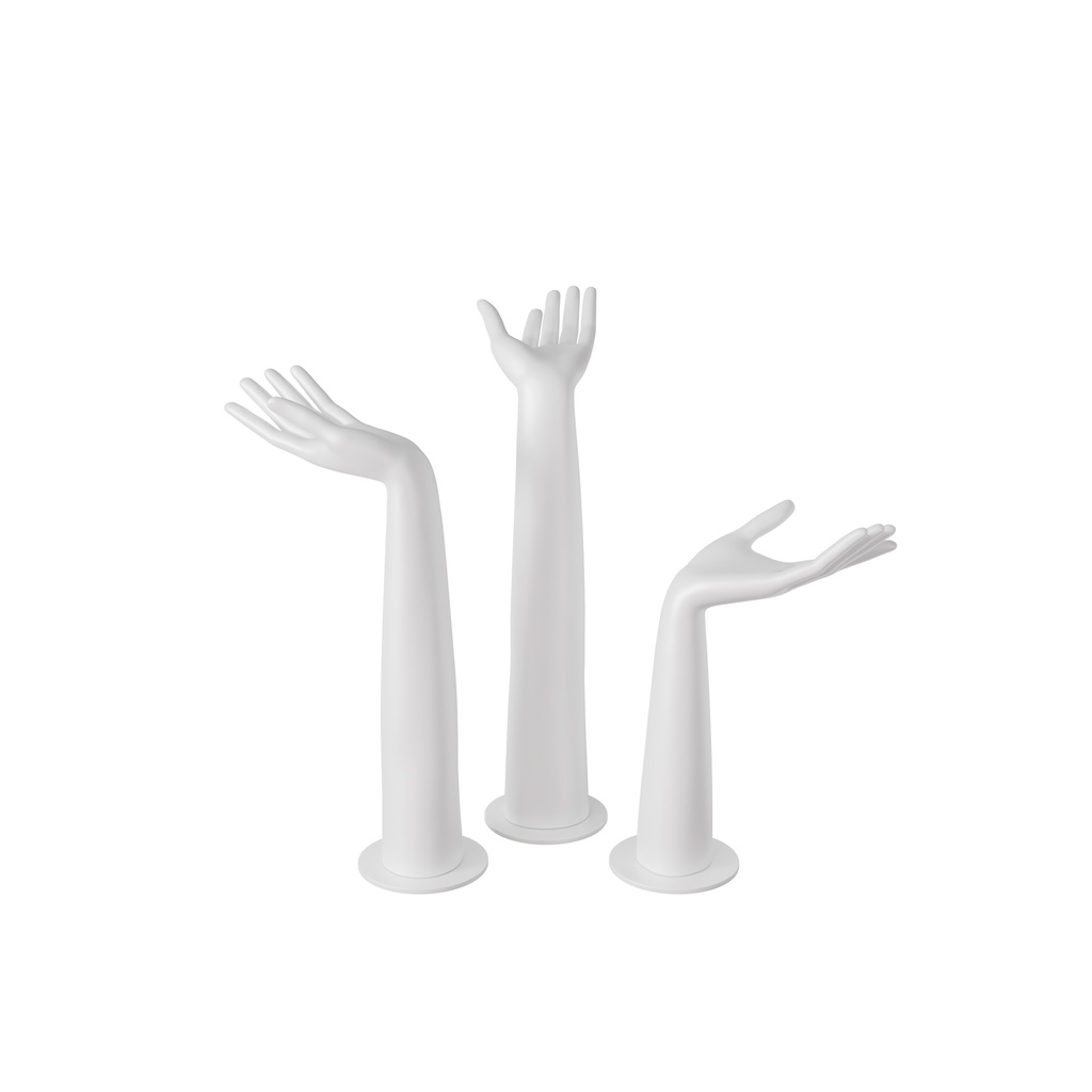 BINK - Set of 3 female display hands, plastic, white with white base 