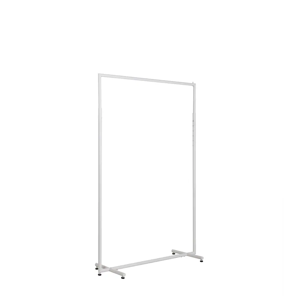 Portant réglable, tubes métalliques ronds, 120cm de large, blanc mat