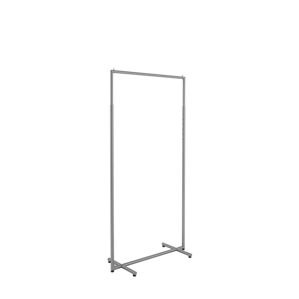 Verstellbarer Kleiderständer mit Rundrohren, 90 cm breit, gebürsteter Stahl