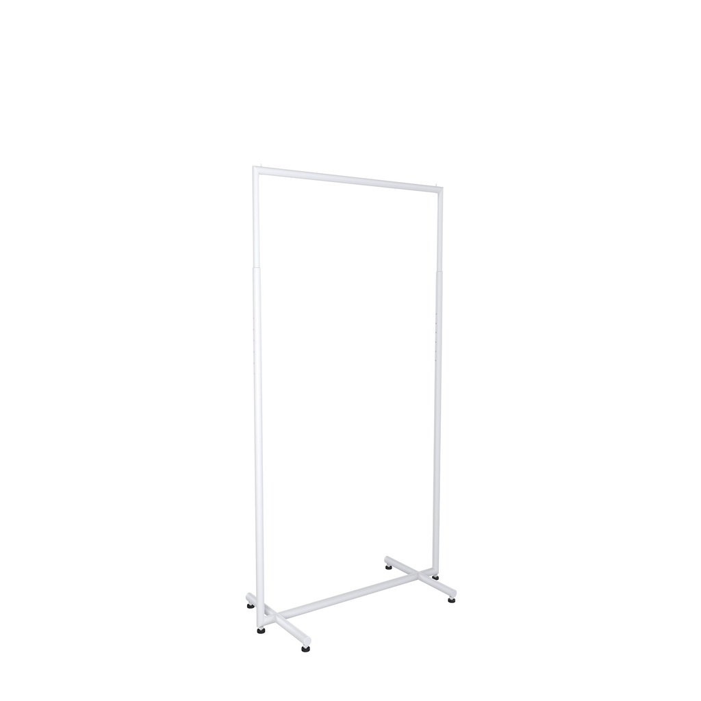 Adjustable clothing rack, round metal tubes, width 90cm, white matt