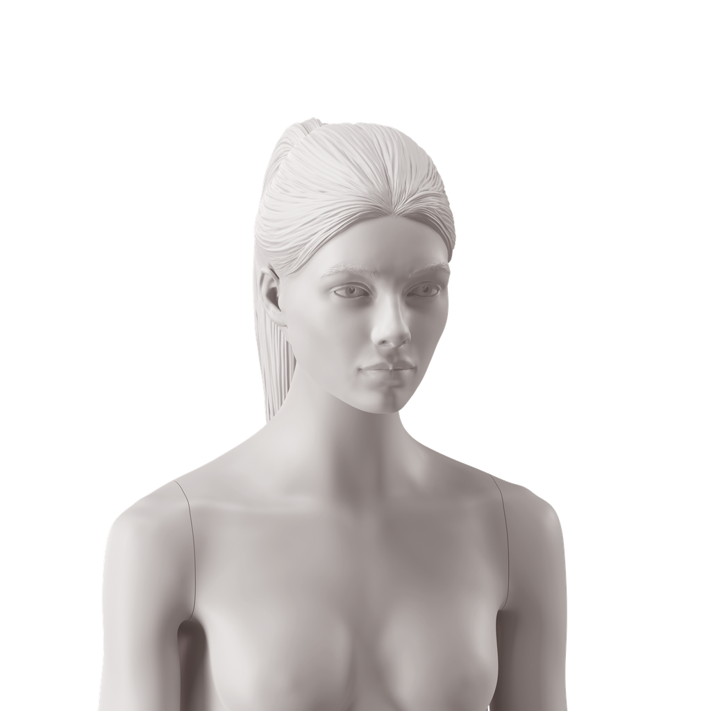 BINK - Cabeza femenina con coleta alta, color gris claro