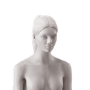 Tête de femme avec queue de cheval haute, coleur gris clair
