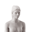 Woman's head with high ponytail, light grey colour