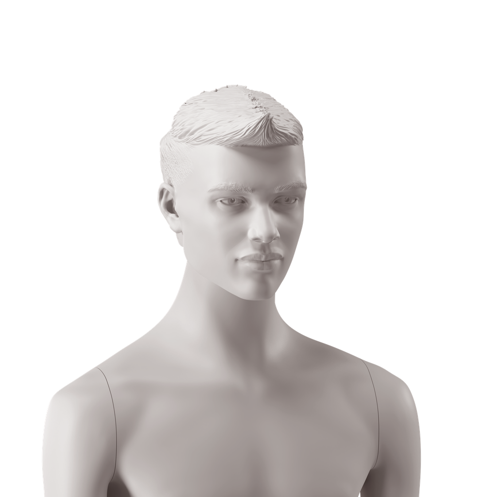 BINK - Men's head with stylised hair with mullet, light grey colour