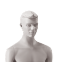 Men's head with stylised hair with mullet, light grey colour