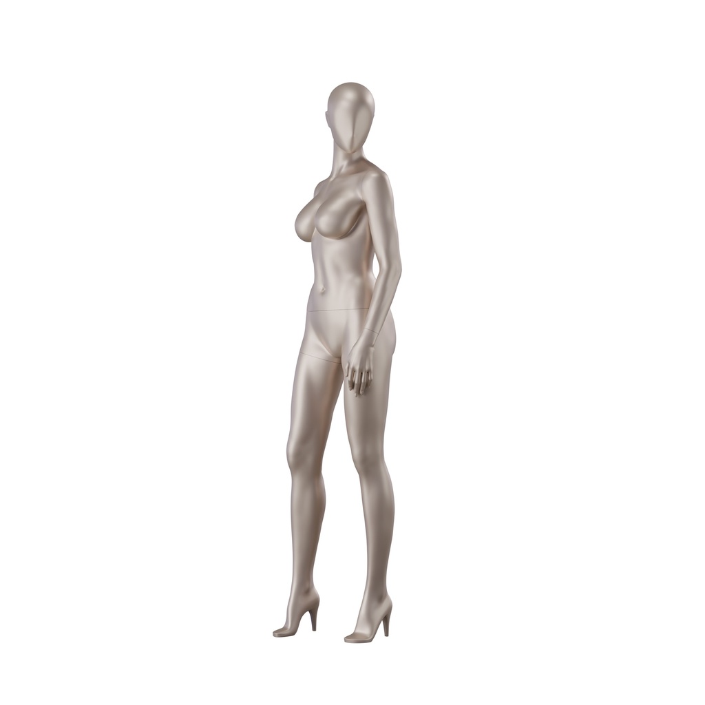 BINK - Mannequin lingerie, femme, bonnet D, couleur chair métallique, pose debout 13D