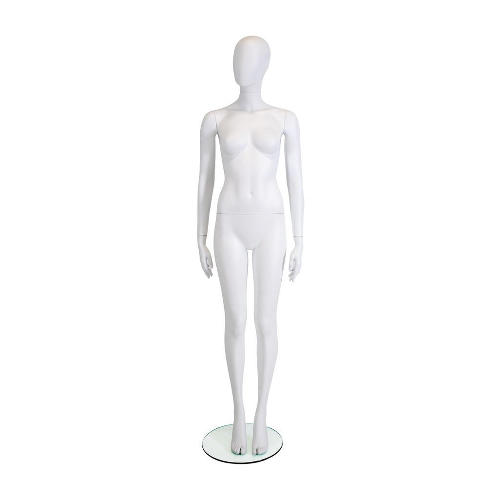 BINK - Mannequin femme blanc, plastique, socle en verre et pin de mollet